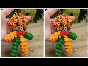 🤡🤡We make a very easy crochet clown keychain from wooden beads.🤡🤡