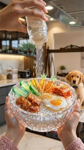 Rumi's Magical Glass Bibimbap! 💎🍚 #Shorts