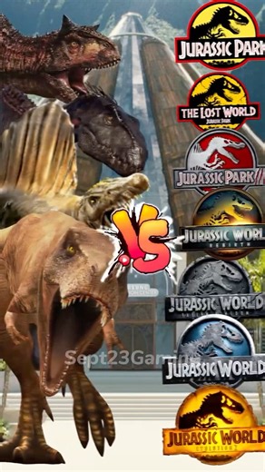 Tyrannosaurus Rex Rexy x Spinosaurus Rebirth x Indoraptor x Carnotaurus vs Jurassic World Dinosaurs