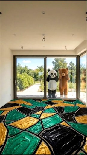 THIS MOSAIC FLOOR IS INSANE! 😱💚 Emerald Green, Gold & Black Luxury Epoxy Room ✨ #epoxyfloor