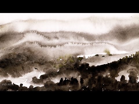 How to paint fog and mist landscape painting in the watercolor tutorial