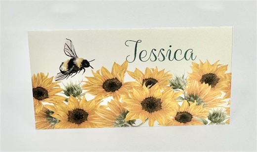 Sunflower & Bee Bridal Shower Seating Place Cards, Rustic Wedding Table Decor, Personalized Name Cards - Etsy