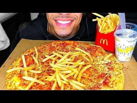 ASMR EATING CHEESE PIZZA MCDONALDS FRIES OREO MCFLURRY ICE CREAM JERRY NO TALKING MUKBANG