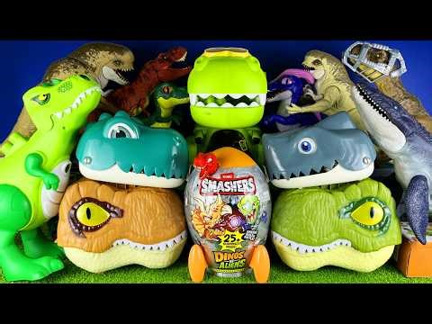 Jurassic World Unboxing Review Asmr Dinosaur T-rex Heads D-rex Mosasaurus Triceratops ZURU Smashers