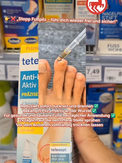 Sag Fußpilz den Kampf an! Dieses Anti-Fußpilz Spray hilft, Juckreiz und Brennen schnell zu lindern und bekämpft Pilz effektiv an der Wurzel. Ideal für die tägliche Anwendung – für saubere, gesunde und frische Füße. Einfach aufsprühen, trocknen lassen und den ganzen Tag wohlfühlen. فٹ فنگس کو ہمیشہ کے لیے ختم کریں! یہ اینٹی فٹ فنگس اسپرے خارش اور جلن کو فوری کم کرتا ہے اور فنگس کو جڑ سے ختم کرنے میں مدد دیتا ہے۔ روزانہ استعمال کے لیے بہترین، تاکہ آپ کے پیر صاف، صحت مند اور فریش رہیں۔ بس اسپرے کری