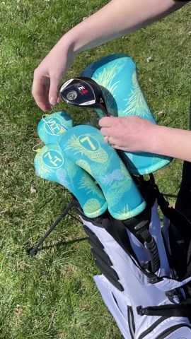 Golf Club Headcovers - Purple Hibiscus Hawaiian Print Design by BeeJos, Handcrafted in USA, All Sold Separately, 13 Cover Numbers for Hybrids, Fairways, and Driver