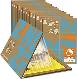 ZingZap Sticky Mouse Traps Glue Boards 10-PK, 3X Faster Catch with Built-in Hazelnut Scent, Extra-Heavy Fiber Glue Traps for Rats & Mice, Crawling Pests, 100% Biodegradable, Indoors Home & Commercial