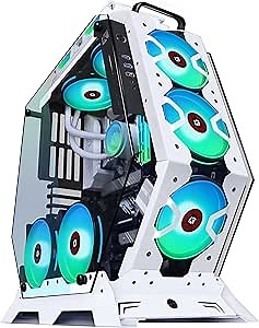 KEDIERS PC Case - ATX Tower Tempered Glass Gaming Computer Open Frame Case with 7 RGB Fans