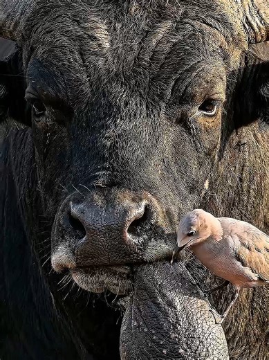 Dr. Moro: Pink Seagull Helps Banteng with a Chin Swelling! Watch a wild banteng with a long swelling on its chin as a pink seagull carefully interacts with it! 🐂🐦 A unique and fascinating wildlife moment! #doctormoro #viral #banteng #wildlife #seagull