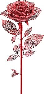 Piececool 3D Metal Model Kits - Beautiful Golden Rose 3D Metal Puzzle for Adults - Stunning 3-D Model Building Kit for Hobbyists - Cute Metal 3D Puzzle Golden Rose with Simple Instructions (Red)