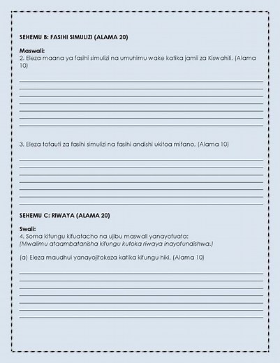 Grade 9 Kiswahili Paper 2 Mid-Term 1 Exam 2025 with Marking Scheme