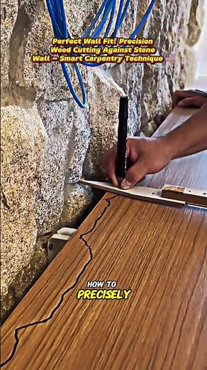 Perfect Wall Fit! Precision Wood Cutting Against Stone Wall – Smart Carpentry Technique🇺🇸