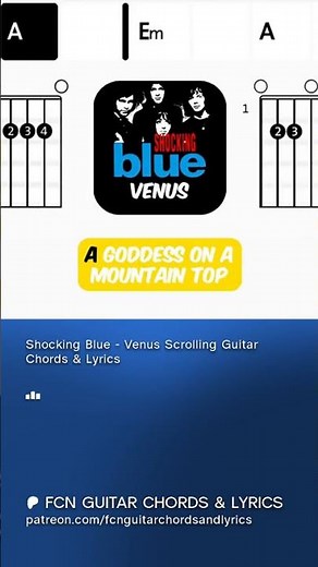 Shocking Blue - Venus | Scrolling Guitar Chords & Lyrics #guitarchords #guitarlesson #guitar
