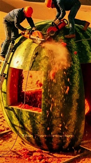 Turning a Giant watermelon Into a Cozy House in the Desert #trending #shorts #viral