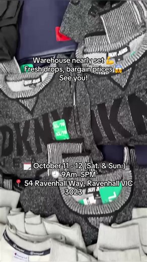 🚨 SPRING INTO SAVINGS 2-DAY WAREHOUSE SALE! 🚨 Get ready for a huge price drop on: 👕 Men’s & Women’s Fashion 👟 Shoes 🧸 Kidswear & Toys …and so much MORE! 🔥 Featuring brand-new season stocks plus further markdowns on items that MUST GO this weekend. Wholesalers are welcome! 📅 Oct 11 – 12 (Sat & Sun) ⏰ 9AM – 5PM 📍 54 Ravenhall Way, Ravenhall VIC 3023 ⚡ Be early, limited stocks, first in best dressed! #WarehouseSale #SaleAlert #saleevent #MonthlySaleMadness #melbournesale