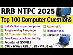 Top 100 Computer Questions For RRB NTPC 2025 | Computer Class For RRB NTPC | Top 100 Computer MCQs