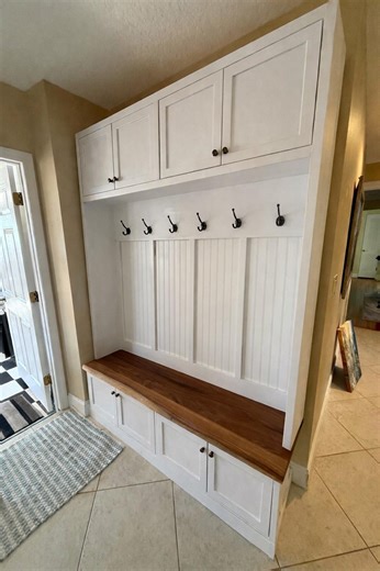 The Tidewater | Custom Handmade Hall Tree With Cabinets, Bench & Storage | Entryway Organizer | Solid Wood Furniture | Hall Tree - Etsy