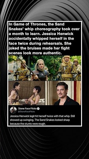 In Game of Thrones, the Sand Snakes' whip choreography took over a month to learn. Jessica Henwick