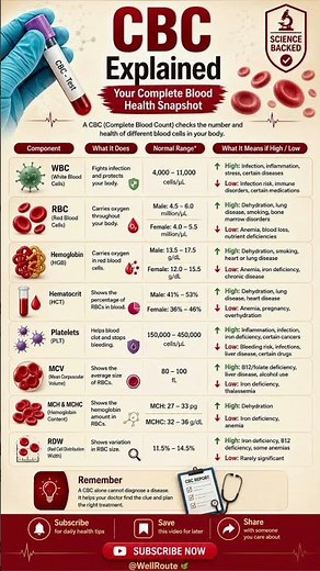 ‎CBC Blood Test Explained|Complete Blood Count (CBC) Normal Ranges & What High/Low Results Mean🩸