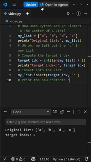 How Does Python Add An Element To The Center Of A List ?