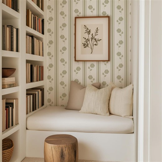 Sage Green Floral Stripe Wallpaper Peel and Stick, French Country Cottage Nursery Wallpaper, Baby Room Decor, Vintage Stripe Wallpaper - Etsy