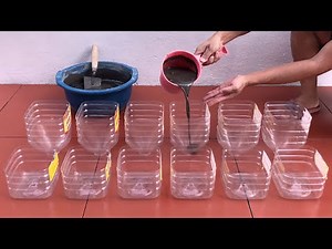 Unique And Creative From Old Plastic Bottles - Colorful Flower Pots From Plastic And Cement Bottles