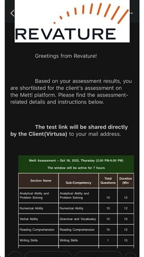 Revature is sending Mail to shortlisted Candidates for Client's Assessment | Test Date? | #itjobs