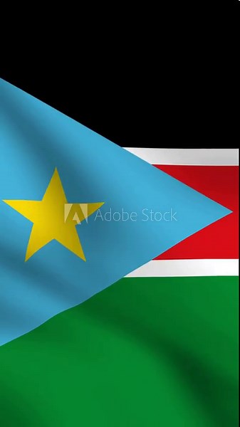 National flag of South Sudan waving in the wind, symbol of independence, pride, and cultural heritage.
