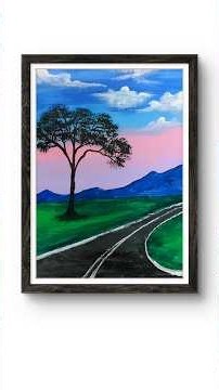 Simple Acrylic Dreamy Landscape Painting Tutorial for Beginners #creative #painting #shorts #viral