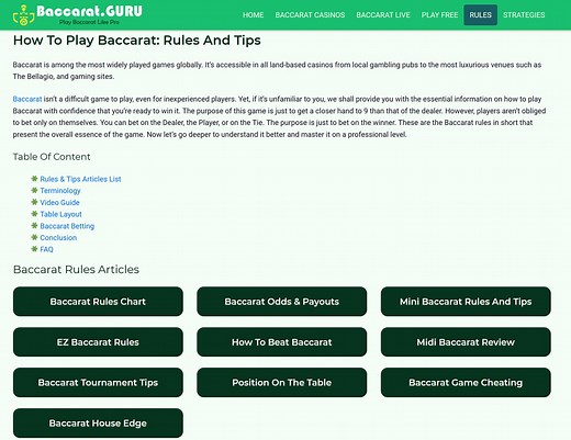 How to Play Baccarat: Rules and Tips