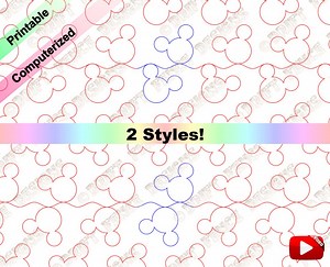 Mouse Ears Continuous Line, Edge to Edge Pantograph for Quilting. - Etsy