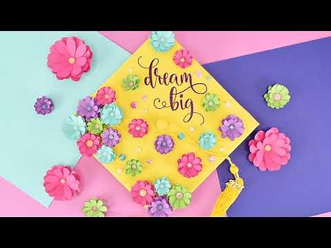 DIY Graduation Cap Paper Flower Decorations with Iron on Vinyl
