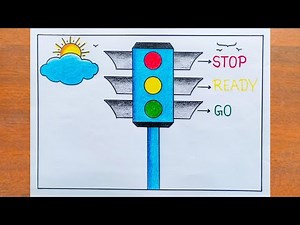 Traffic Signal Drawing / How to Draw Traffic Light Easy Step By Step / Traffic Rules Drawing