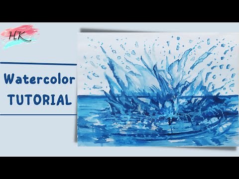 Water Splash watercolor painting tutorial