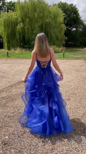 Unique Blue Ball Dress at The Prom Shop in Colchester