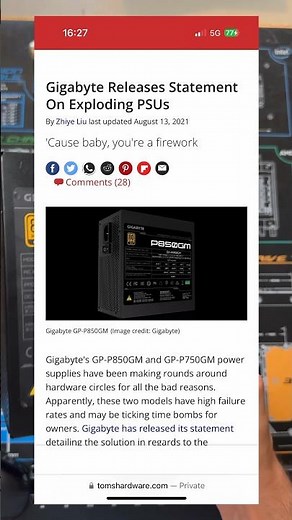 Exploding Power Supply! Gigabyte P750GM! #shorts #pc #pcgaming #gamingpc
