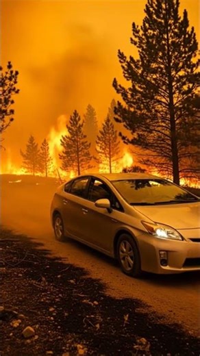 Prius ESCAPES California Wildfire! 🚗🔥 #toyota #viral