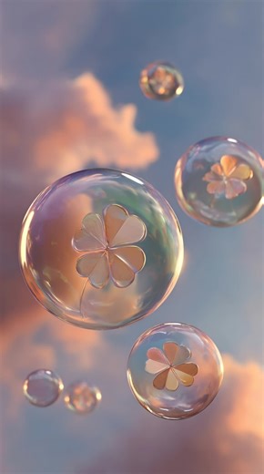 四葉のクローバーを閉じ込めたきれいなシャボン玉🍀 #4kwallpaper #4kwallpapers #AIアート #4klivewallpaper #wallpaper #wallpapers #AI #四葉
