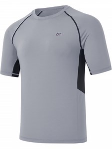 Weilanxin Swim Shirts Short Sleeve for Men Quick Dry Running UPF50 Sun Protection Rash Guard Top LightGrey S