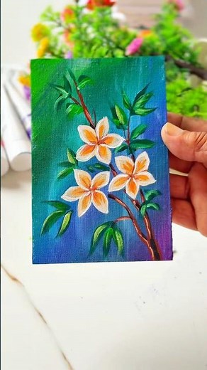 Easy Flower Painting Tutorial 🌸 Acrylic Painting on Canvas | Satisfying Art #shorts
