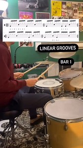 Beginner Linear Grooves #drums #lineargroove . . . . . #drumlessons #drumchops #drumshed #drumlick #nycdrumlessons #brooklyndrumlessons | David Cornejo