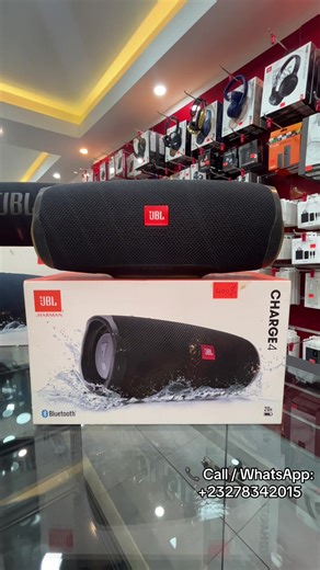 🔊 JBL Charge 4 • Powerful sound deep bass • Up to 20hrs battery • Waterproof (IPX7) • Built-in powerbank ✔ Perfect for outdoor & everyday use 📞 Call / WhatsApp: 23278342015 📍 No. 2 Forest Compound #JBL #Charge4 #BluetoothSpeaker