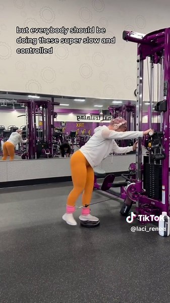 There are a few different ways you can perform glute kickbacks on a cable machine. This is a popular variation that involves a slightly higher positon of the pulley and standing on a weight plate to keep your foot from hitting the ground. I personally like having my pulley lower to the groun but if you find that you have a bit of back pain during your glute kickbacks try this pulley position which is closer to knee height and pay special attention that youre not leaning too far forward. I hope t