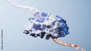 RNA and proteins with biological concept, 3d rendering.