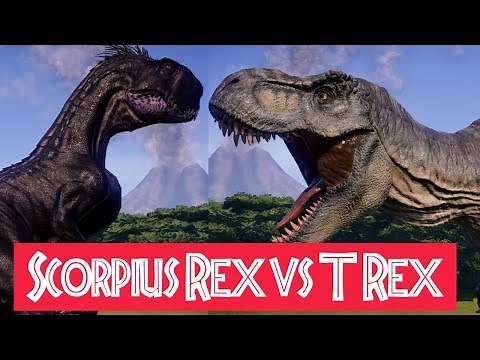 Scorpius Rex vs Tyrannosaurus-Rex | #JurassicWorldEvolution (4K)