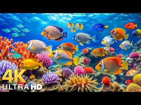 AQUARIUM 4K (ULTRA HD)- Beautiful Fish Swimming & Colorful Sea Life Video🐠Peaceful Relaxing Musi...