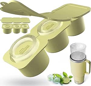 Ice Cube Tray with Lid for YETI Cup 20 30 35 42 oz, Hollow Cylinder Freezer Ice Molds for Juice Whiskey Silicone Ice Maker for YETI Tumblers Summer Gift Accessories (Yellow), Cuboid