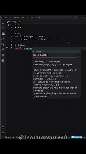 Watch This Python Code Make a Diamond #programming #tutorial #shorts