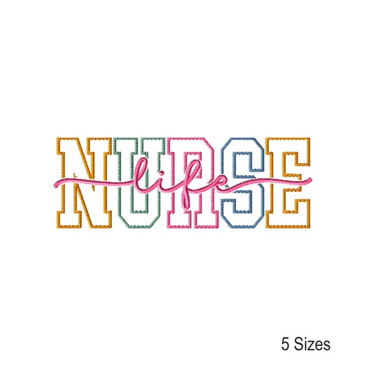 Nurse Life Mom Machine Embroidery Design: Word Art Instant Download Embroidery Files (5 Sizes). - Etsy