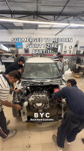 BackYard Customs® | Car Mods & Detailing | BYC JAMMU on Instagram: "Part-11 From Submerged to Reborn This Swift Dzire was swallowed by the floods — a full floor under water, drowned in mud and silence. What’s left? A thick layer of grime, seized pistons, and interiors caked to the core. But this isn’t the end — it’s the start of a resurrection. We’re tearing it down to the bare shell: stripping interiors to the base, pulling apart the engine down to pistons, cleaning every channel, testing every